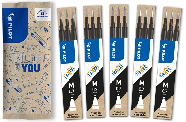 pilot-frixion-lot-5-tuis-de-3-recharges-noires-15-recharges-effa-ables-compatibl image 1