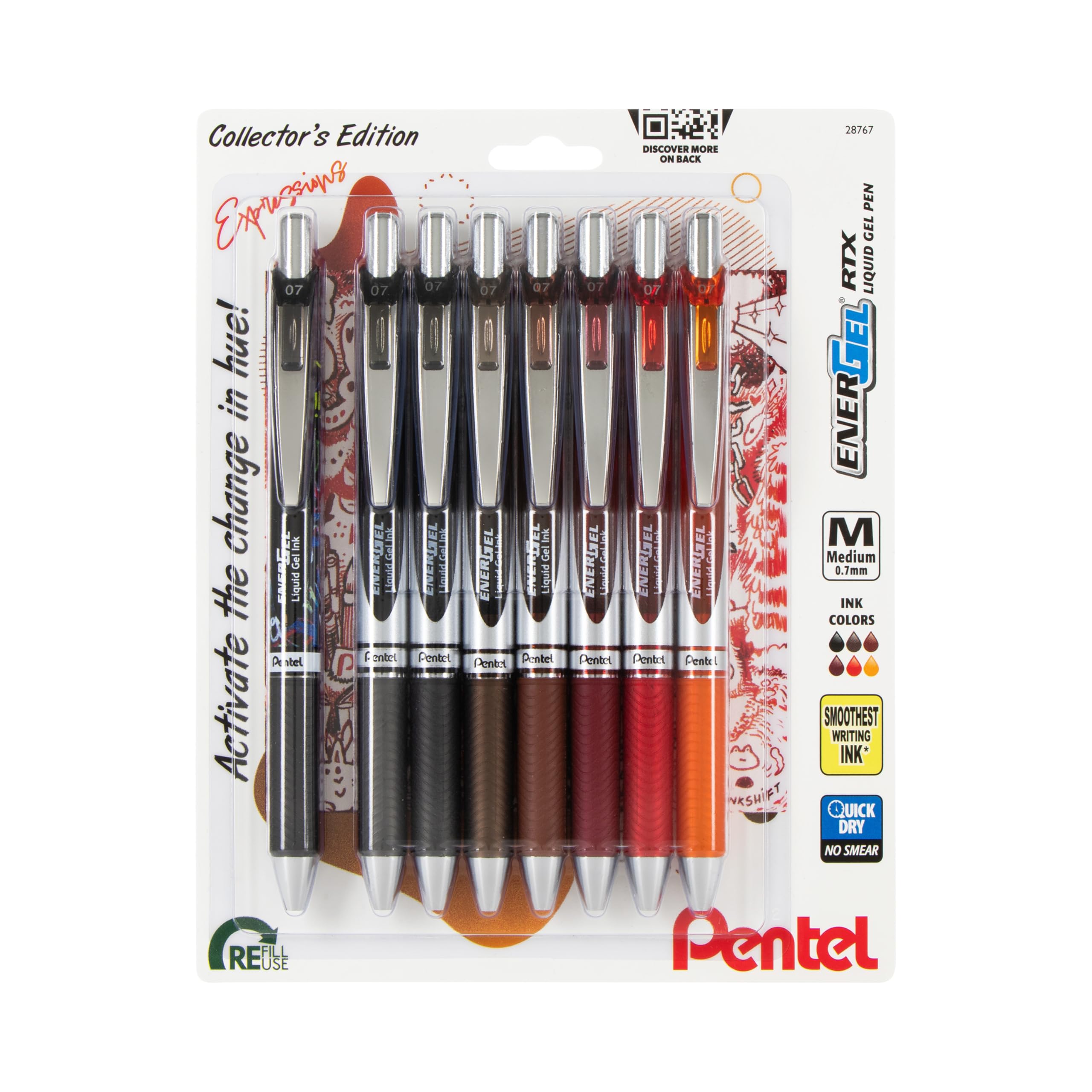 pentel-energel-rtx-bl77-lot-de-8-rollers-gel-r-tractables-encres-assorties-point image 7