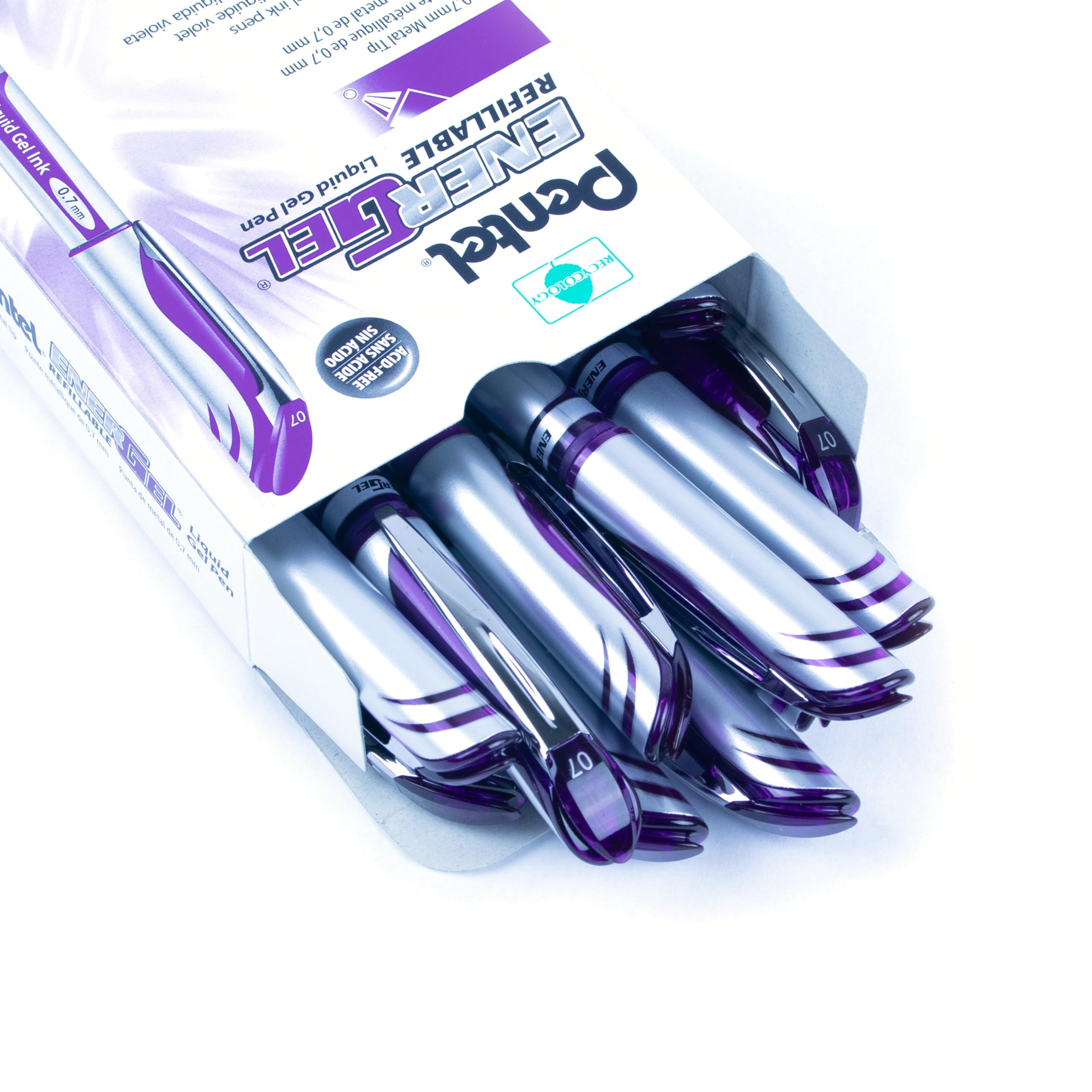 pentel-energel-roller-gel-0-7-mm-violet-lot-de-12 image 2