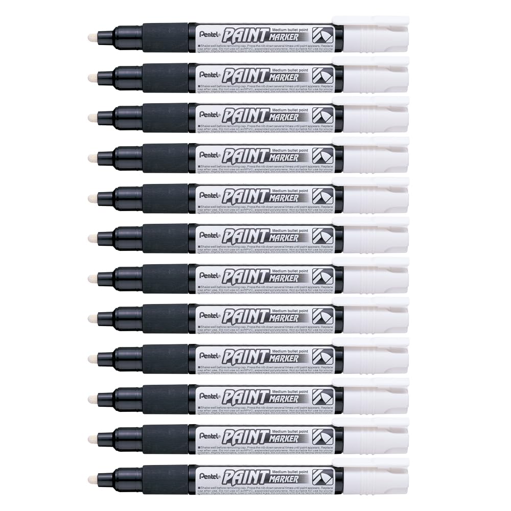 pentel-paint-marker-lot-de-12-marqueurs-peinture-permanents-blancs-pointe-4-mm image 1