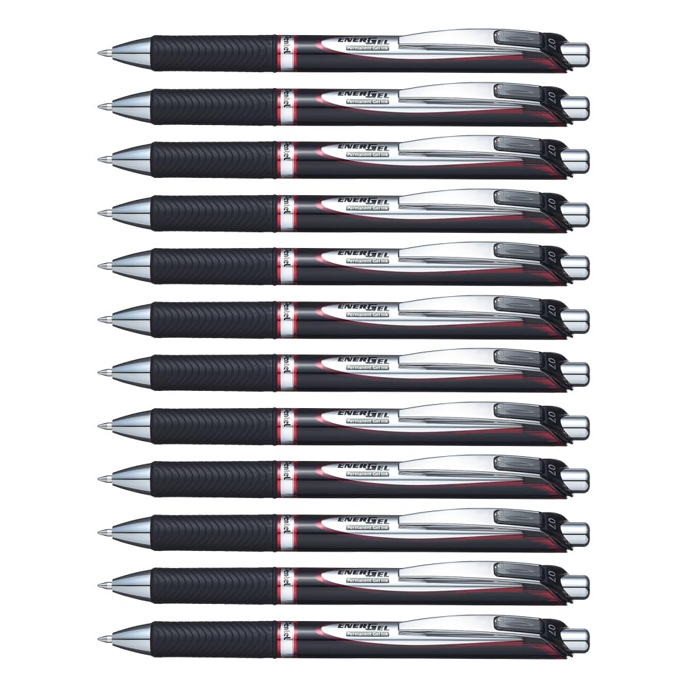 pentel-energel-bl77-x-m-lot-de-12-rollers-gel-r-tractables-0-7-mm-rouge image 1