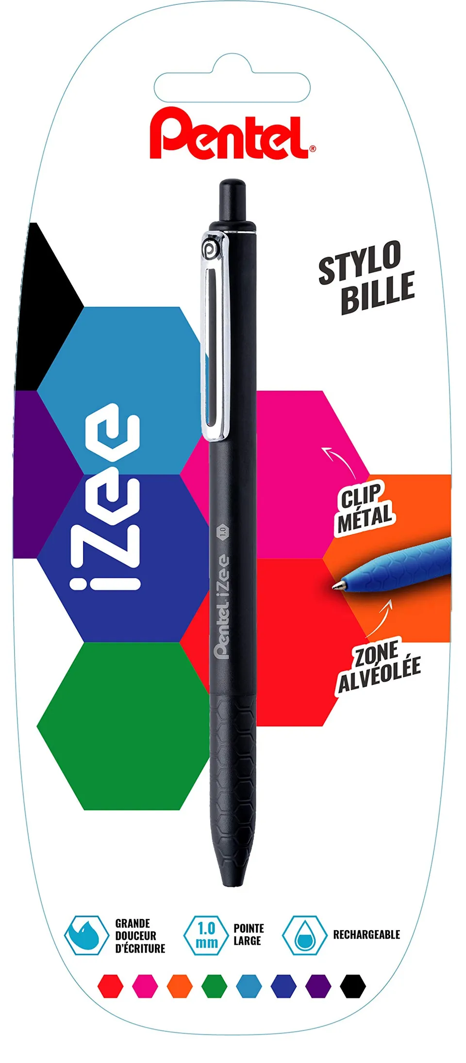 pentel-izee-bx470-stylo-bille-r-tractable-noir-pointe-large-1-0-mm image 1