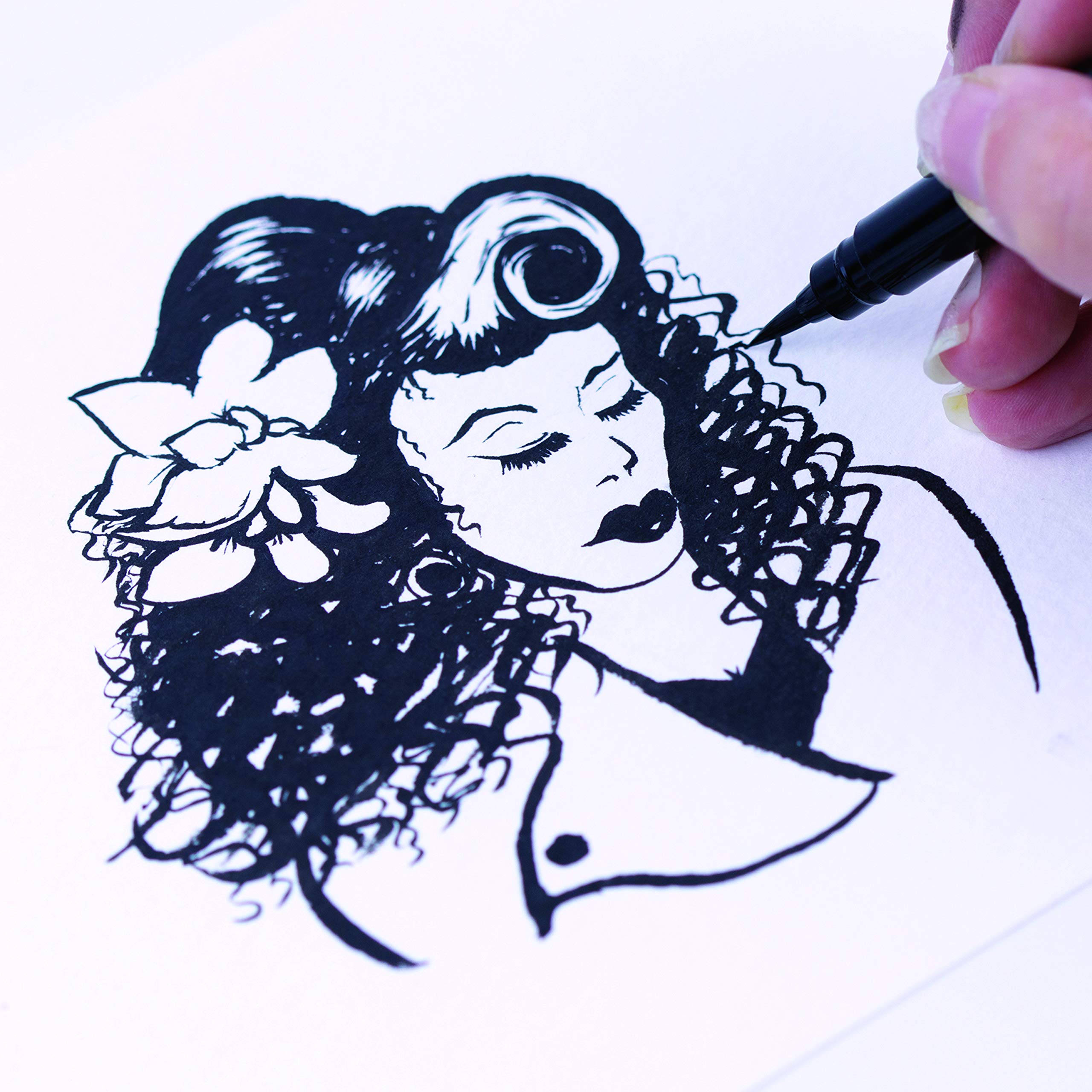 pentel-pocket-brush-gfkpn-stylo-pinceau-noir-4-cartouches-fp10 image 4