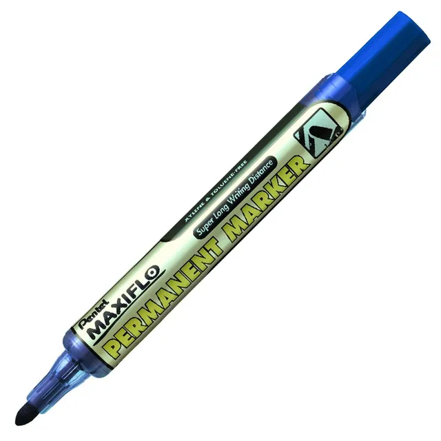 pentel-maxiflo-nlf50-c-lot-de-12-marqueurs-blancs-effa-ables-pointe-conique-bleu image 1