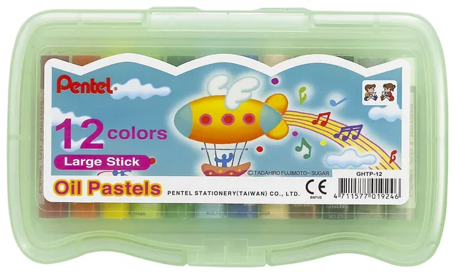 pentel-ghtp-12-bo-te-de-12-pastels-l-huile-10-mm-couleurs-assorties image 1