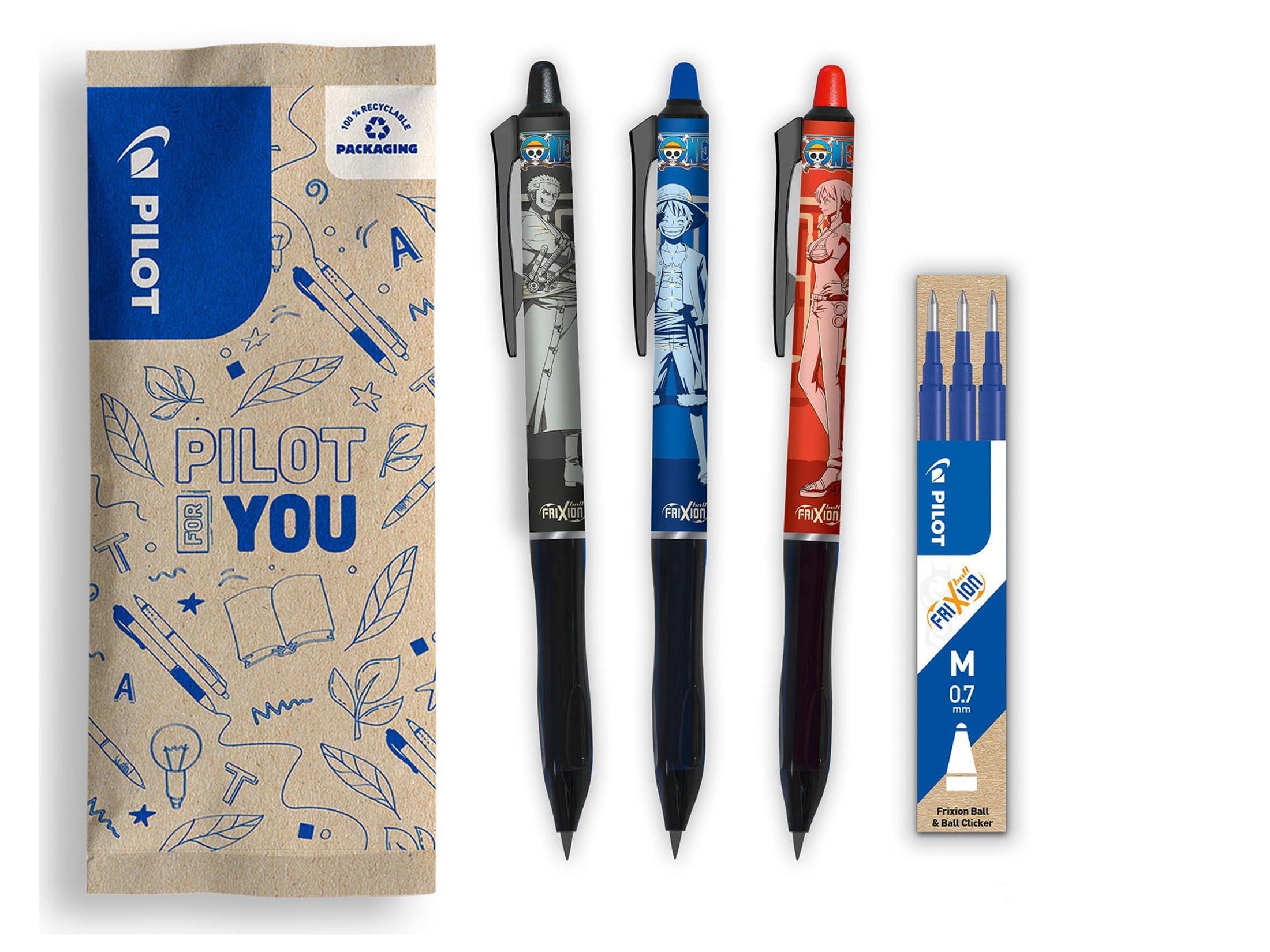 pilot-frixion-ball-plus-x-one-piece-dition-limit-e-lot-3-rollers-effa-ables-0-7- image 1