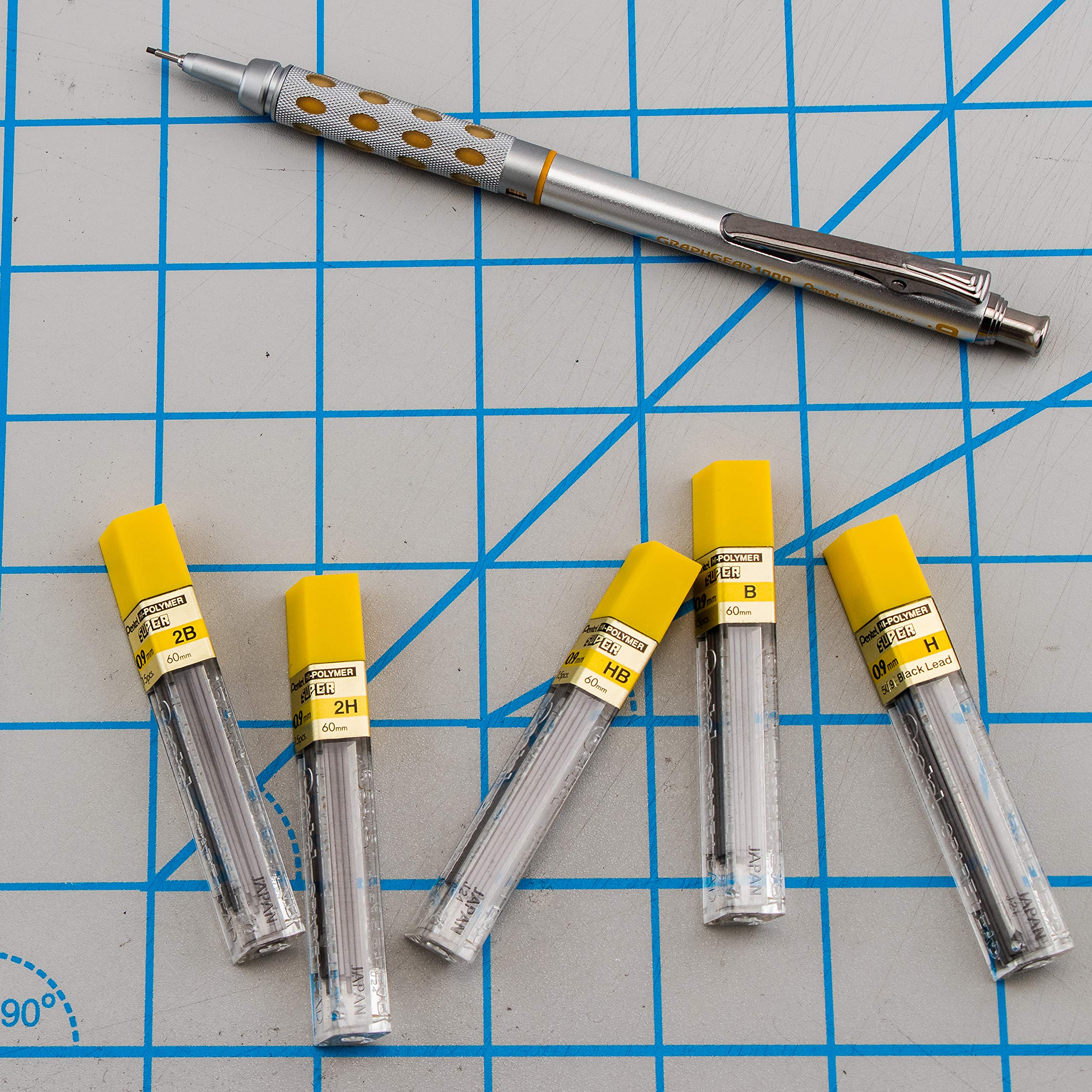 pentel-super-hi-polymer-mines-0-9-mm-2h-lot-de-12-tuis-de-15-mines image 6
