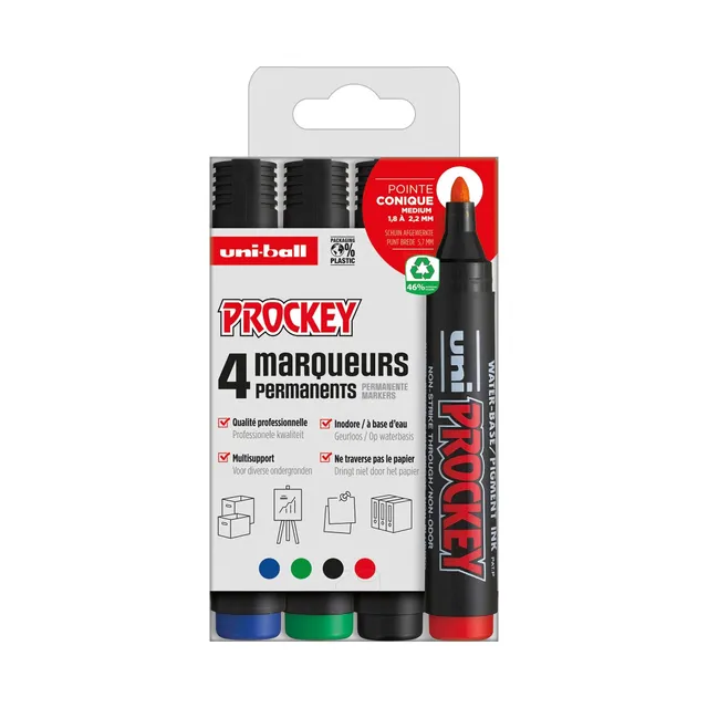 uni-ball-uni-prockey-pm122-marqueur-permanent-pointe-conique-1-2-1-8-mm-lot-de-4 image 1
