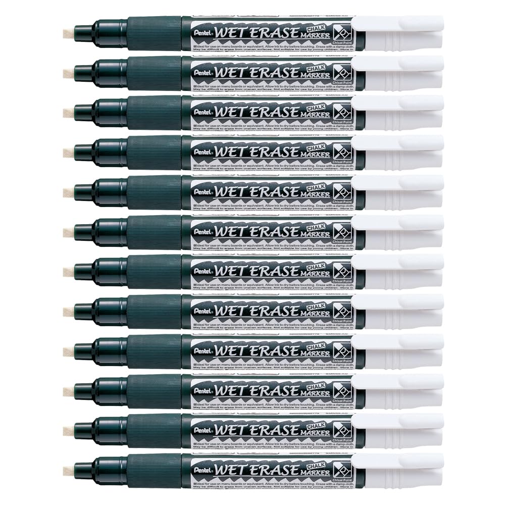 pentel-smw26-wo-marqueur-craie-blanc-pointe-moyenne-lot-de-12 image 1