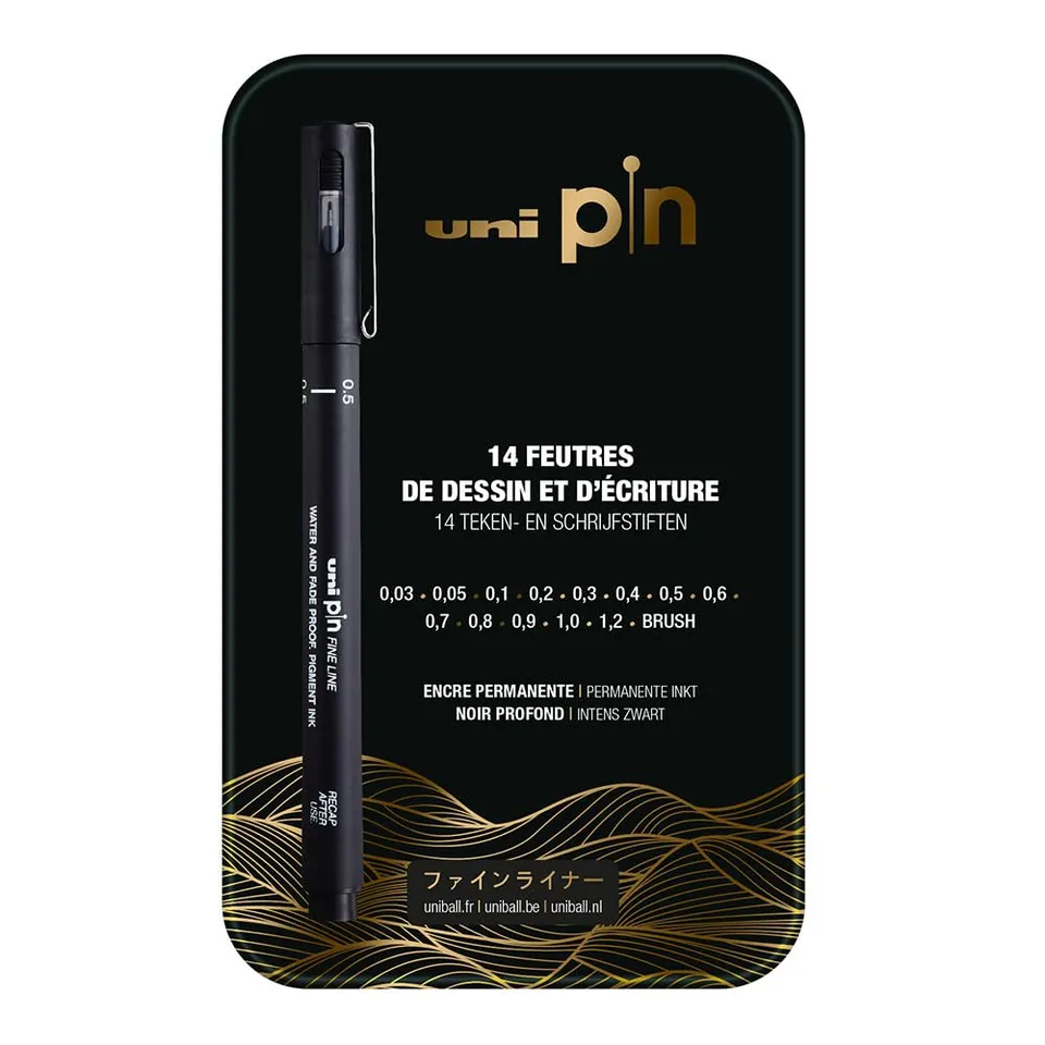 uni-ball-uni-pin-fa-2022-bo-te-de-14-feutres-calibr-s-dessin-technique image 1