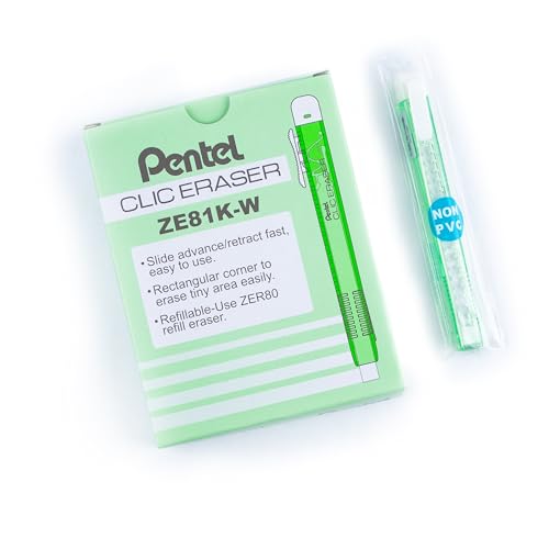 pentel-clic-eraser-ze81-stylo-gomme-rechargeable-corps-vert-clair-lot-de-12 image 7