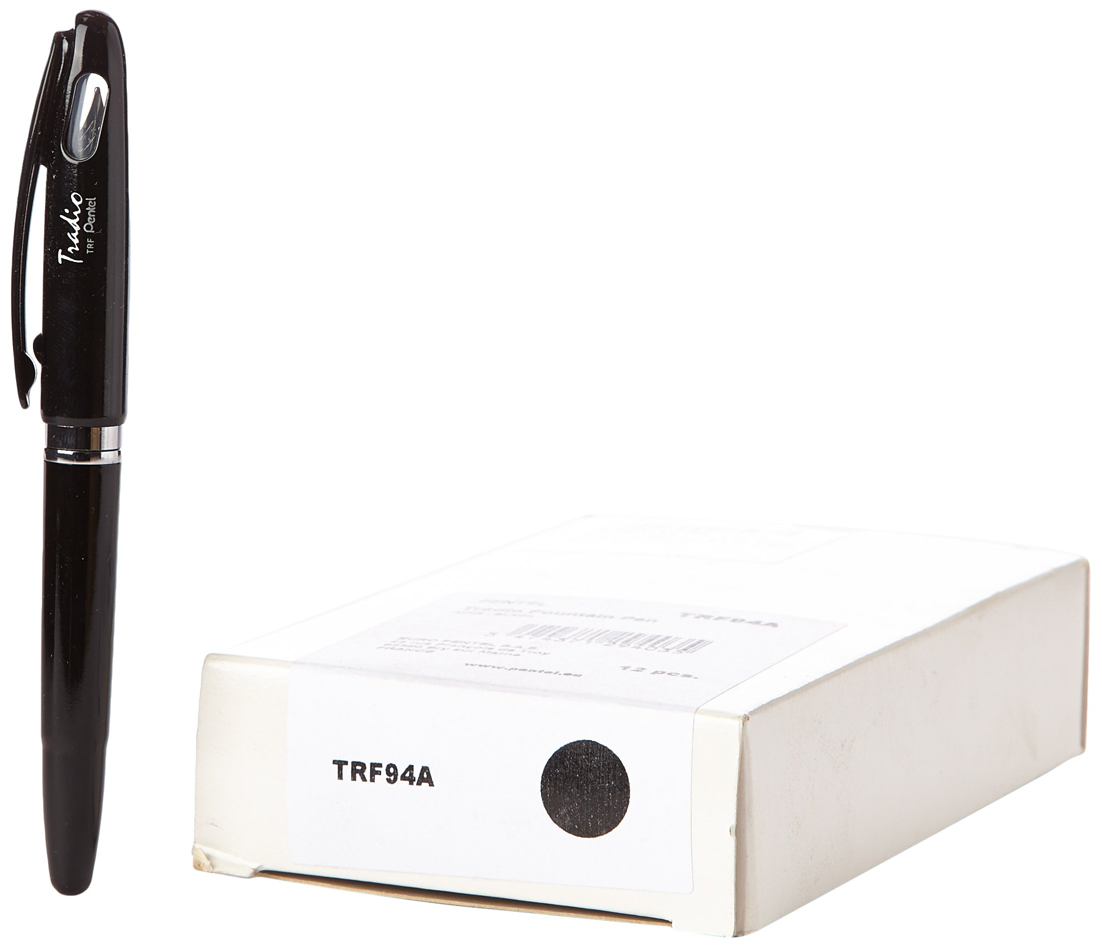 pentel-tradio-stylo-plume-rechargeable-encre-bleue-corps-blanc-vernis-lot-de-12 image 2