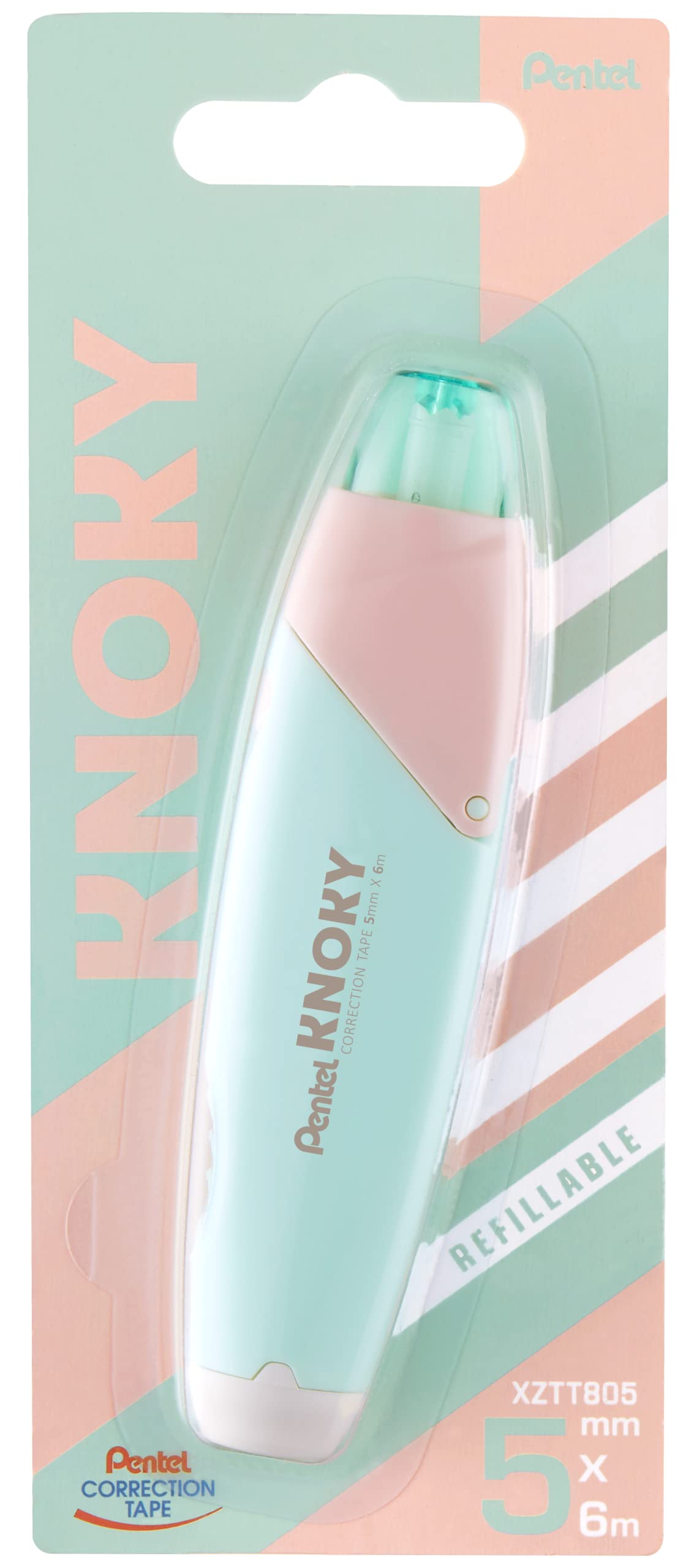 pentel-knoky-xztt805k-wy-ruban-correcteur-r-tractable-rechargeable-5-mm-x-6-m-ve image 1