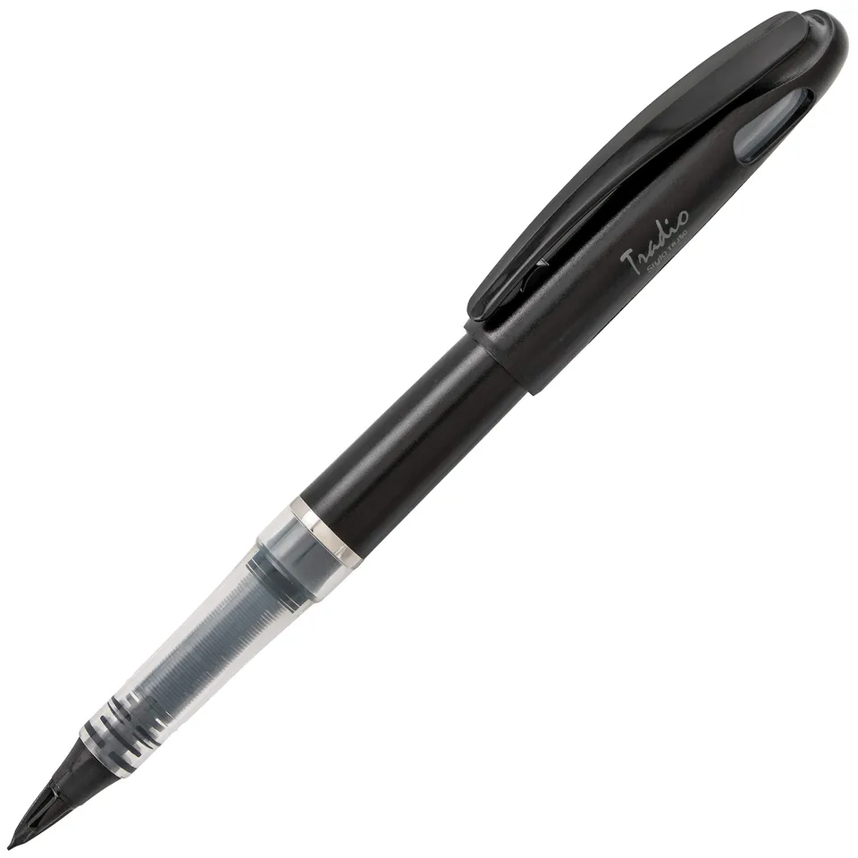 pentel-tradio-lot-de-12-feutres-plume-rechargeables-encre-noire-corps-noir-mat image 1