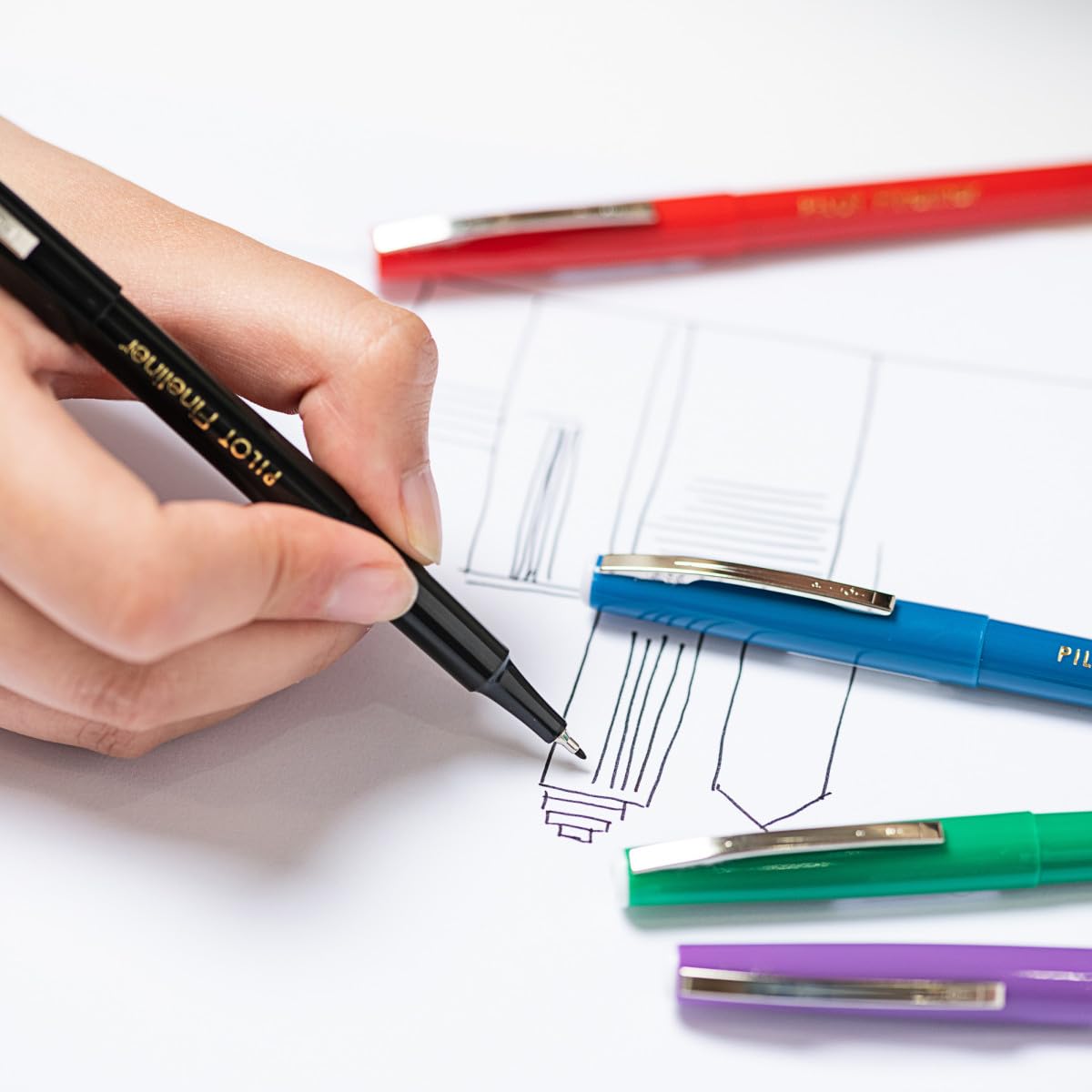 pilot-fineliner-lot-de-10-1-offert-stylos-feutres-d-criture-encre-liquide-trac-0 image 5