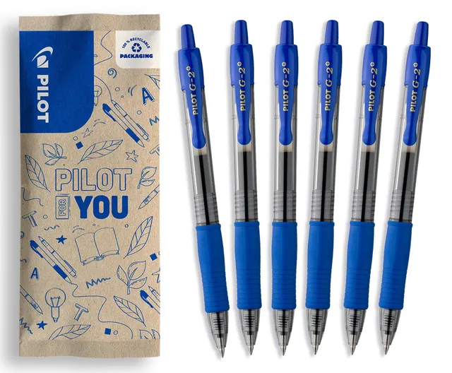 pilot-g2-plus-stylo-roller-gel-r-tractable-bleu-pointe-moyenne-0-7-mm-lot-de-6 image 1