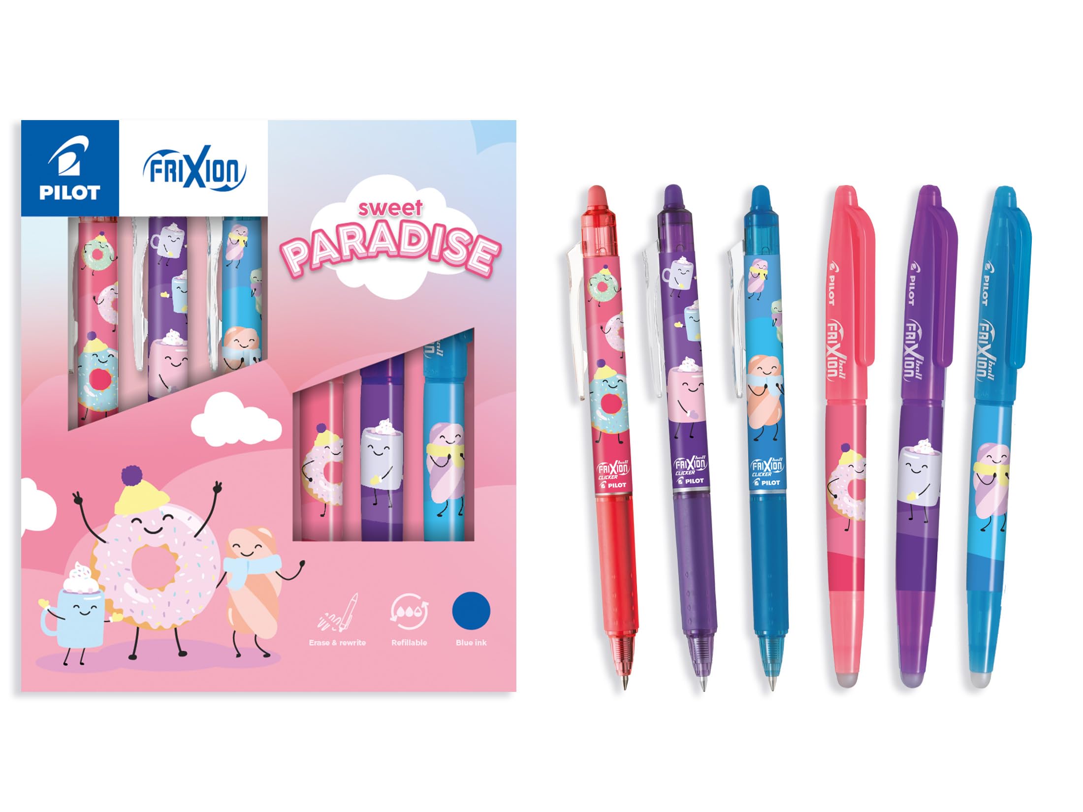 pilot-frixion-x-one-piece-coffret-collector-6-rollers-effa-ables-0-7-mm-4-sticke image 8