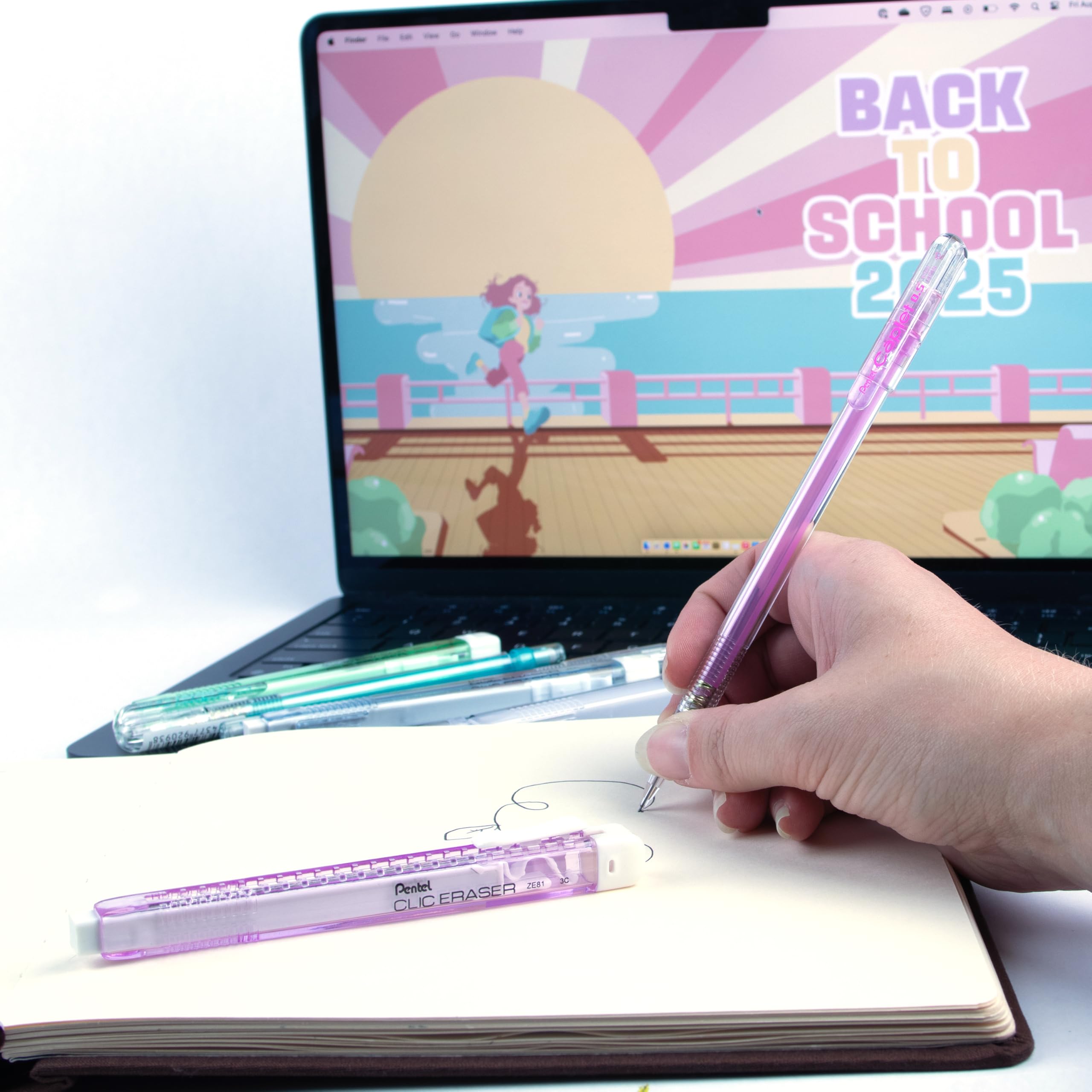 pentel-clic-eraser-ze81-stylo-gomme-rectangulaire-rechargeable-violet-transparen image 4