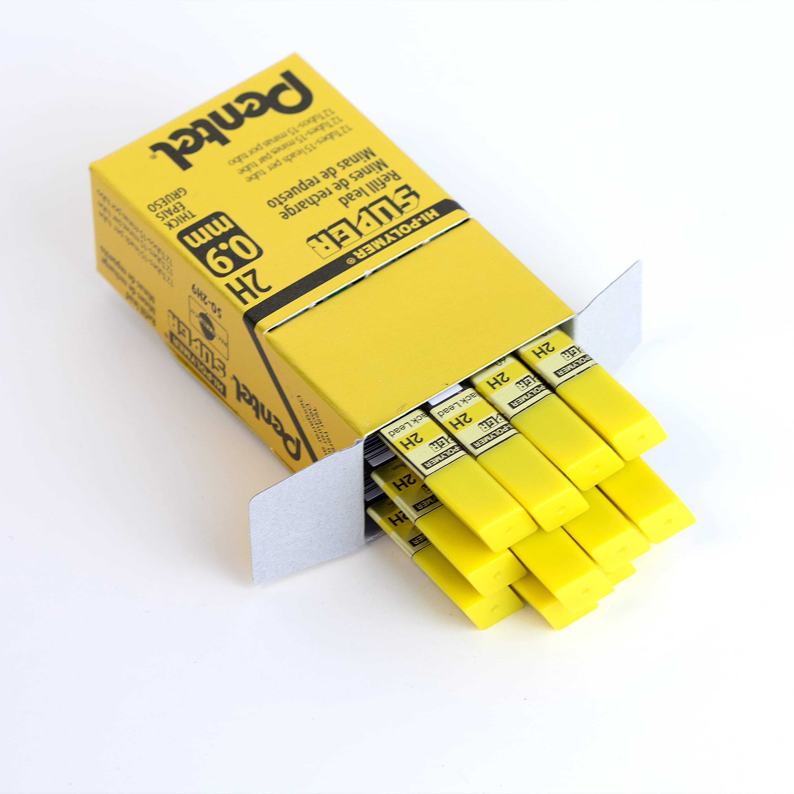 pentel-super-hi-polymer-mines-0-9-mm-2h-lot-de-12-tuis-de-15-mines image 4