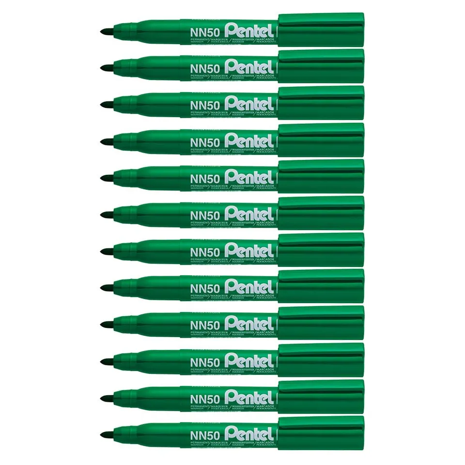 pentel-pen-marqueur-permanent-vert-lot-de-12 image 1