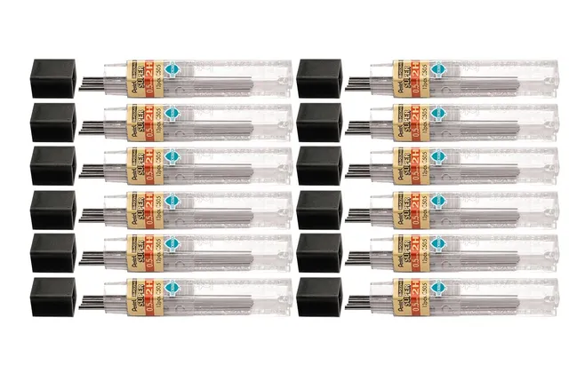 pentel-super-hi-polymer-c505-2h-mines-porte-mines-0-5-mm-lot-de-12-tuis-de-12-mi image 1