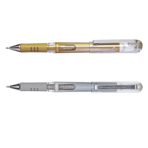 pentel-hybrid-k230-roller-gel-m-tallis-1-0-mm-or-et-argent-lot-de-2 image 2
