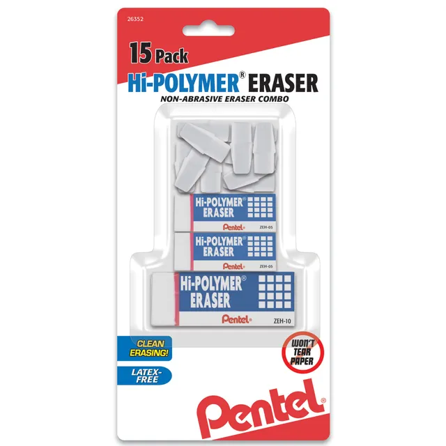 pentel-hi-polymer-gomme-blanche-haute-performance-lot-de-15 image 1