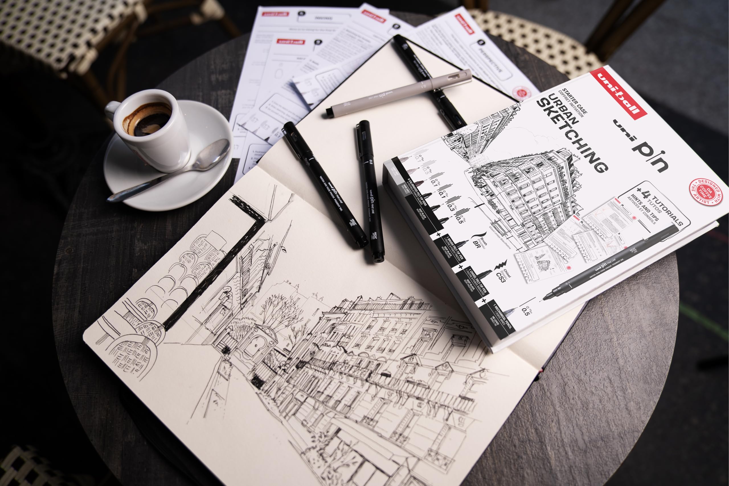 uni-ball-pin-urban-sketching-coffret-8-feutres-calibr-s-1-porte-mines-shalaku-s- image 4