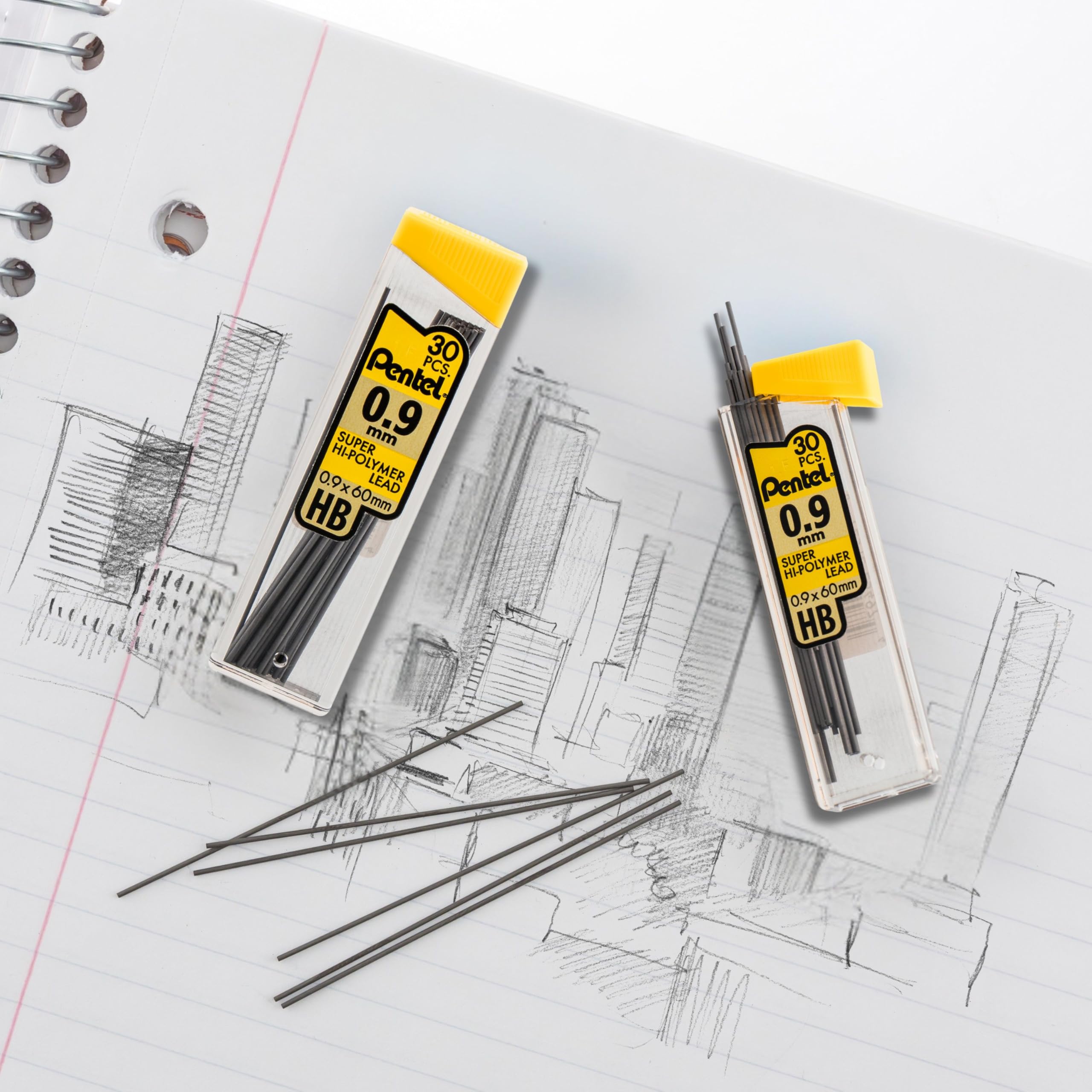 pentel-super-hi-polymer-c29bphb6-mine-hb-0-9-mm-lot-de-6-tubes image 2