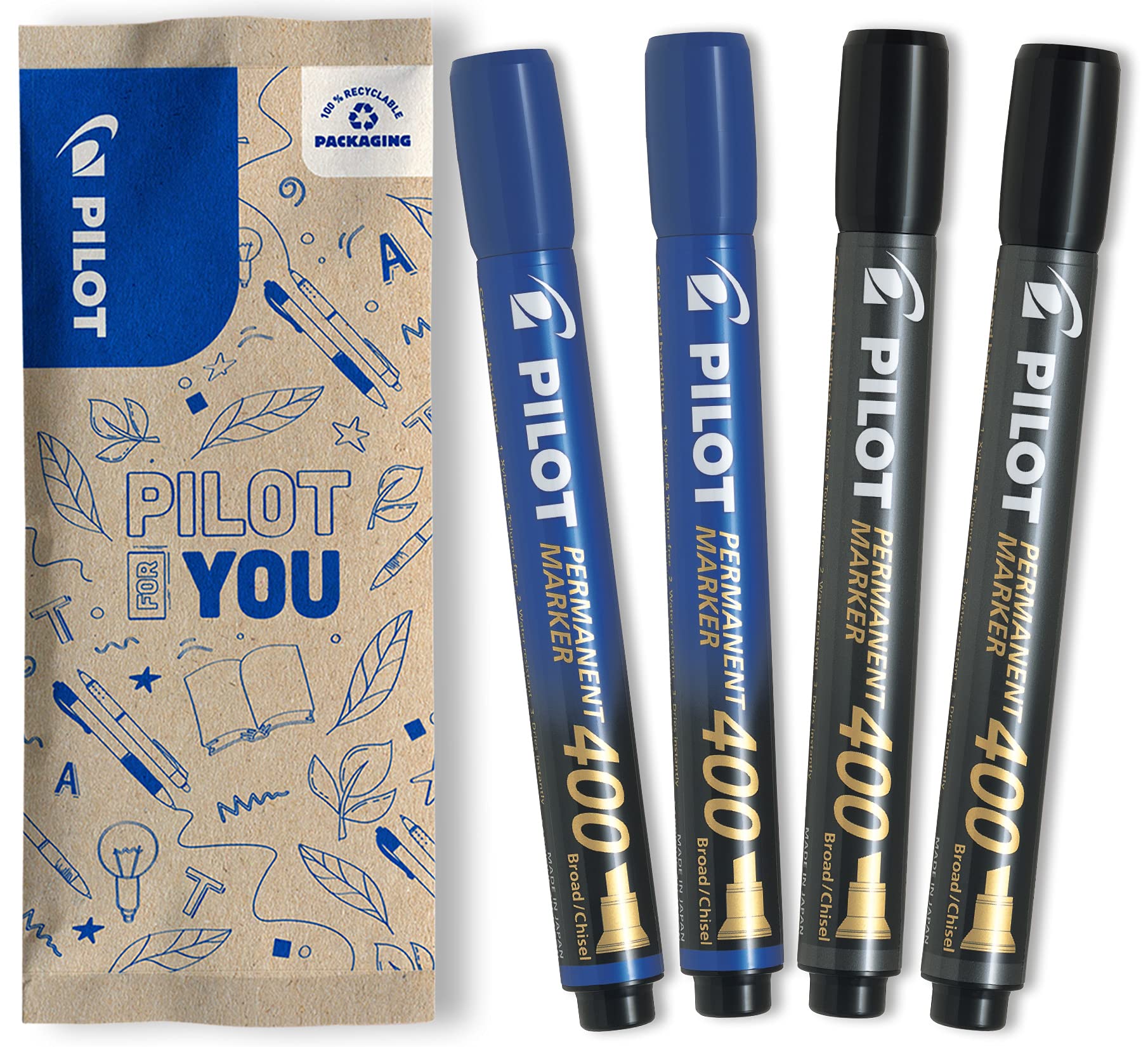 pilot-sca-400-marqueur-permanent-noir-pointe-biseaut-e-4-5-mm-lot-de-4 image 8