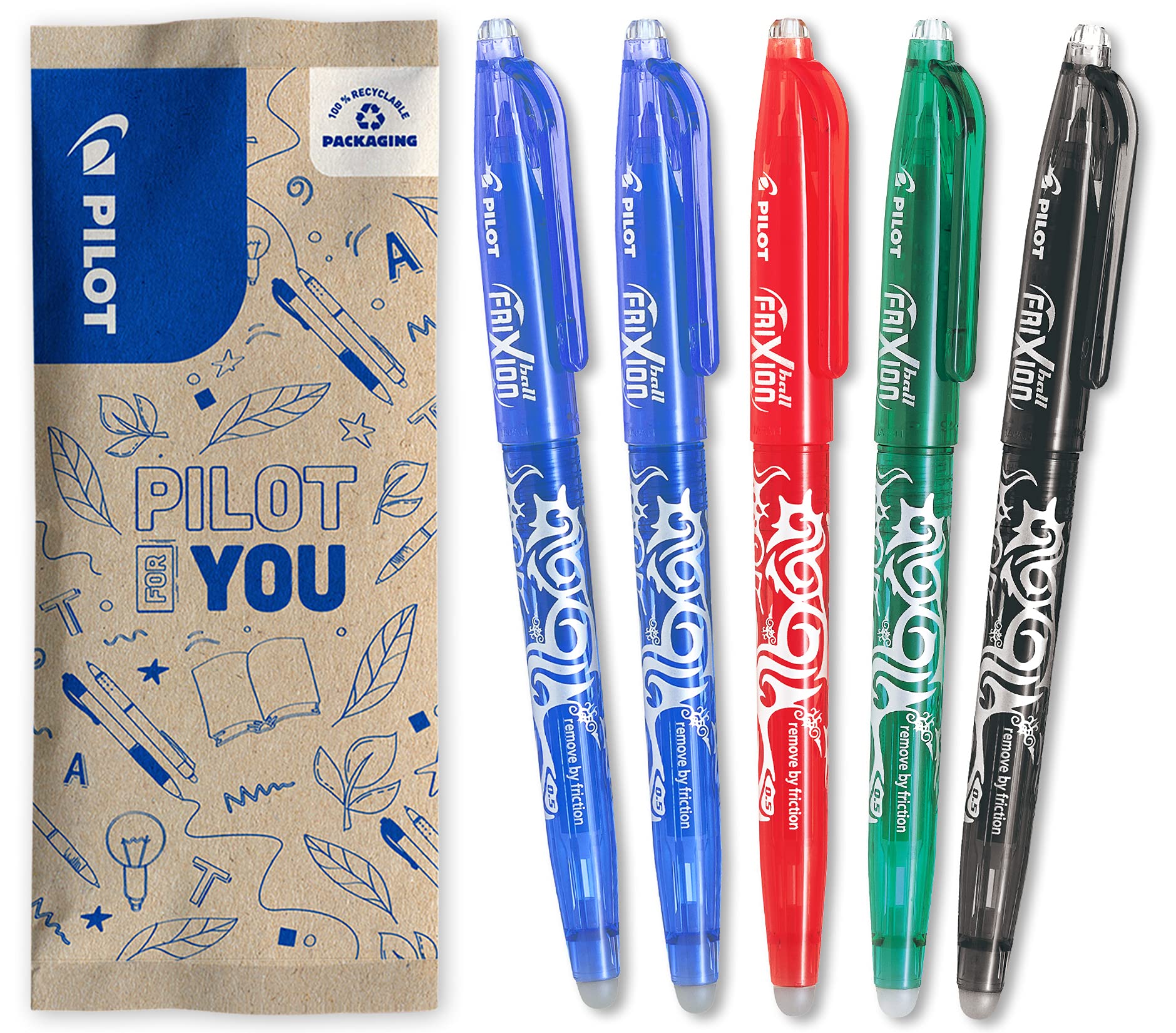 pilot-frixion-ball-0-5-stylo-roller-gel-effa-able-bleu-lot-de-5 image 8