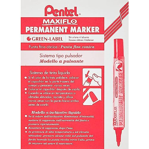 pentel-maxiflo-nlf50-c-lot-de-12-marqueurs-blancs-effa-ables-pointe-conique-bleu image 8