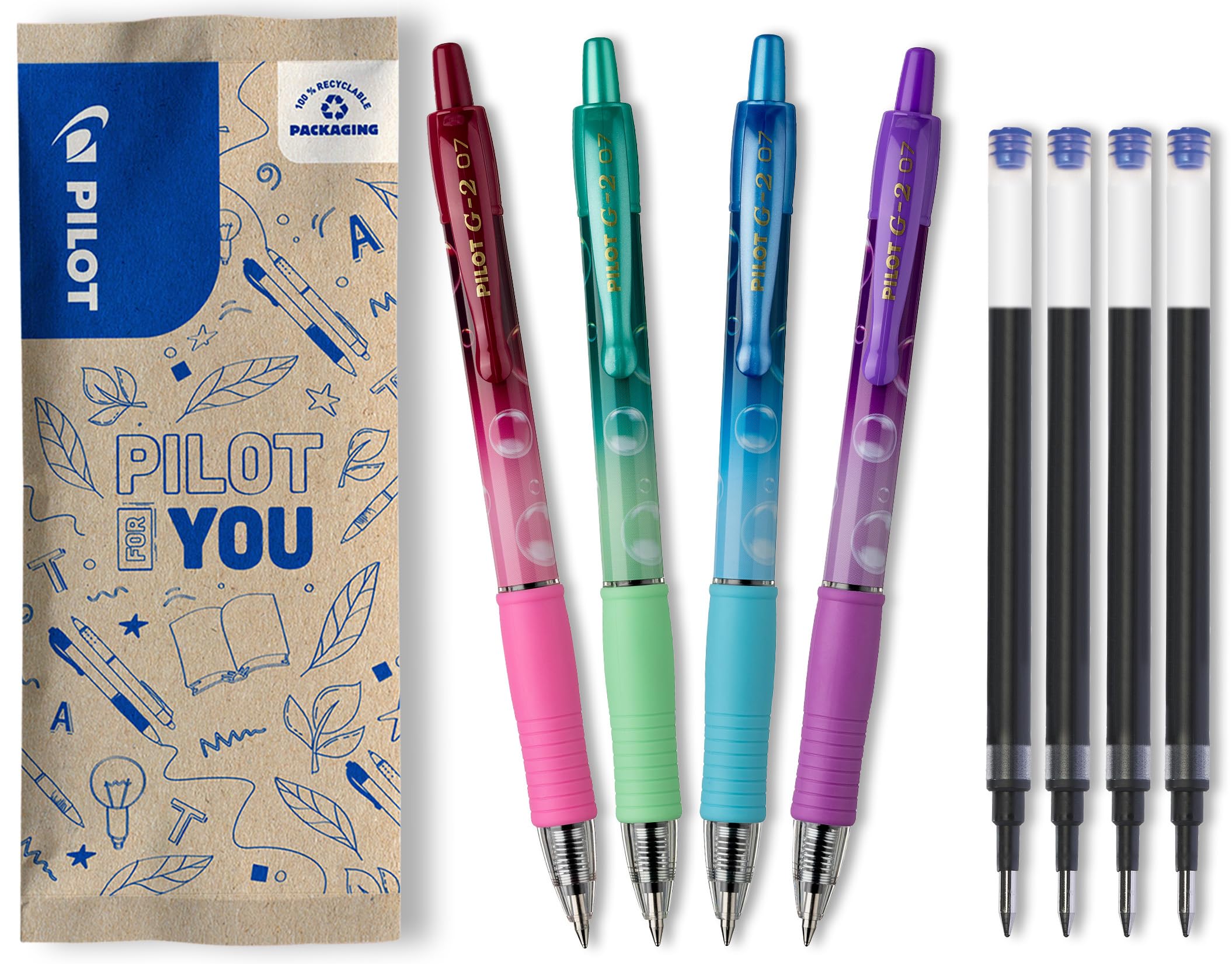 pilot-g2-plus-stylo-roller-encre-gel-r-tractable-0-7-mm-noir-bleu-rouge-vert-lot image 6