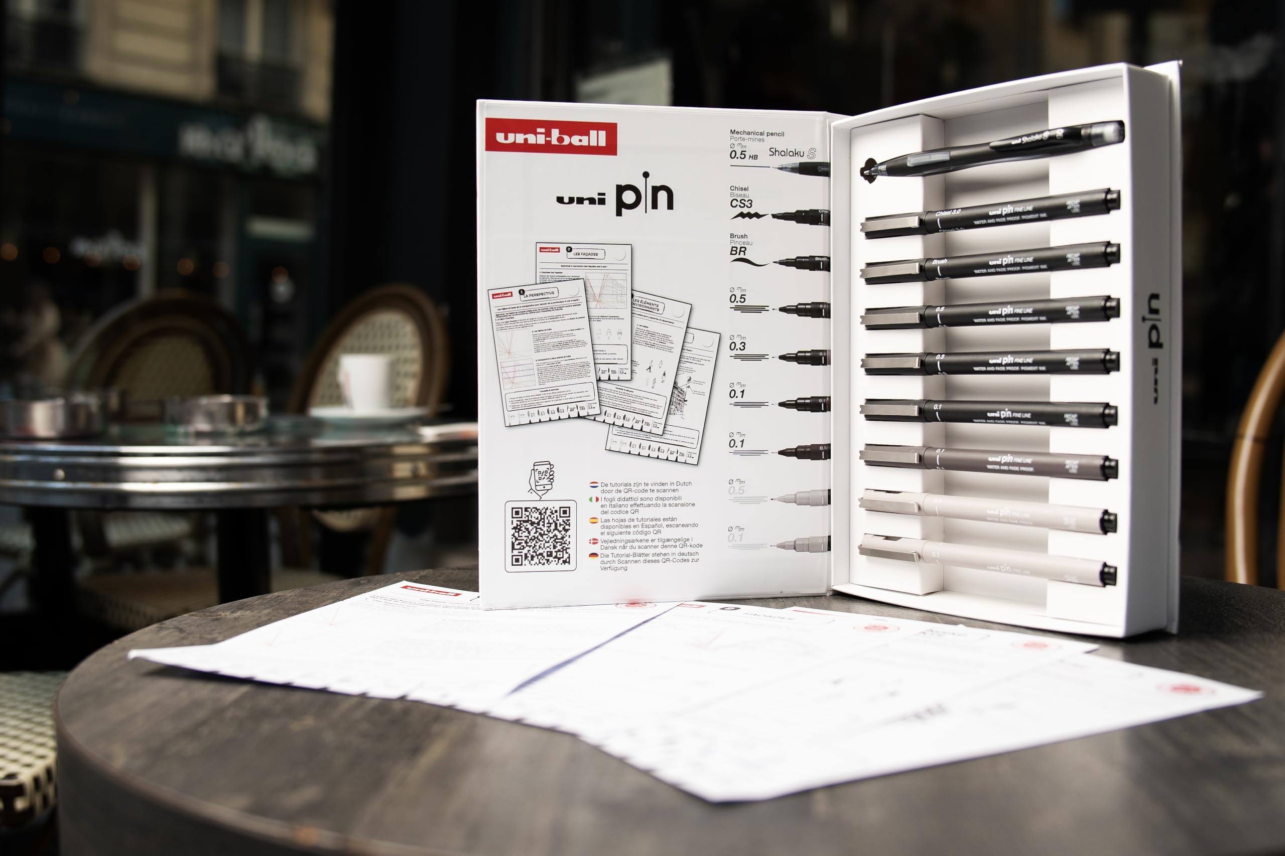 uni-ball-pin-urban-sketching-coffret-8-feutres-calibr-s-1-porte-mines-shalaku-s- image 3
