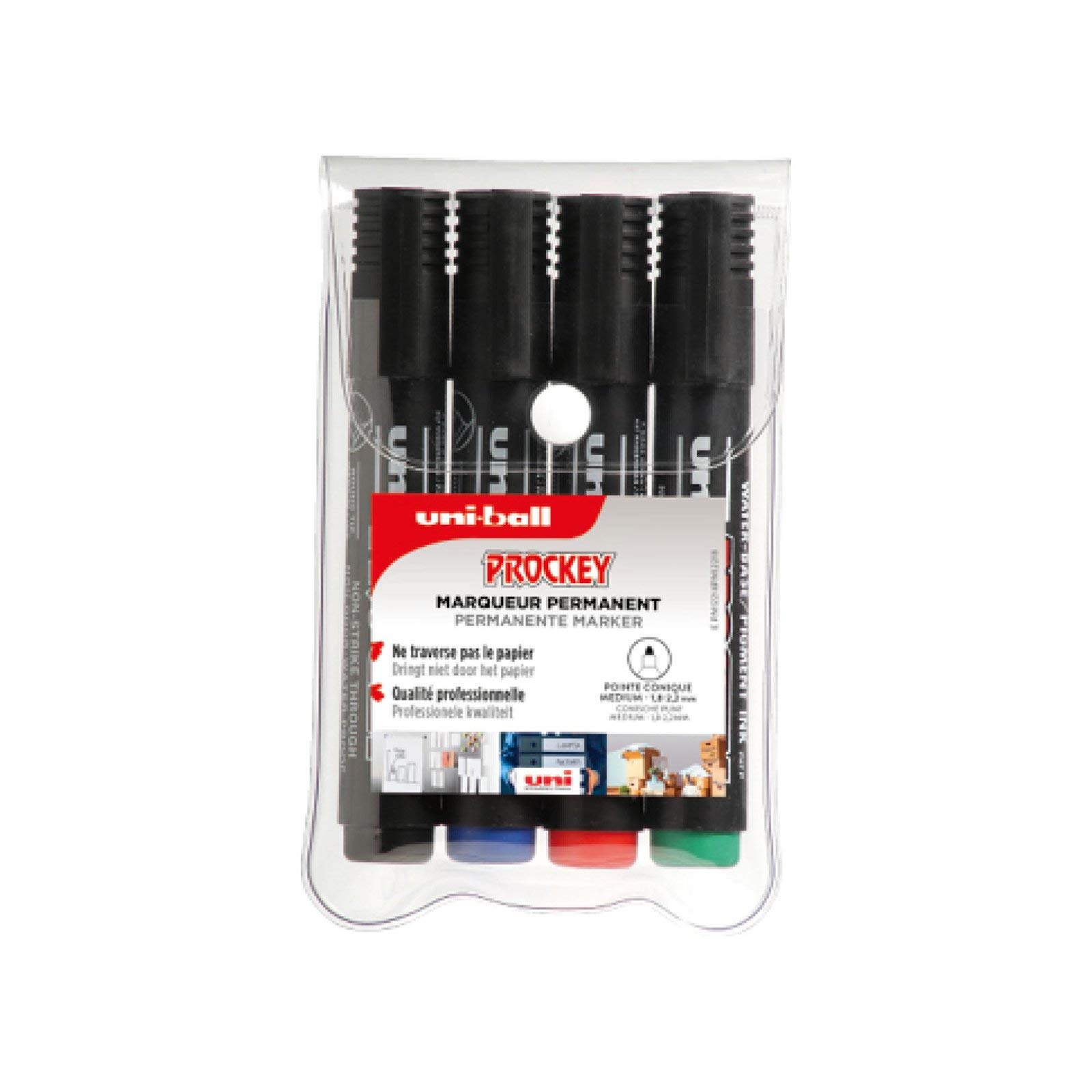 uni-ball-prockey-pm-122-marqueur-permanent-pointe-ogive-1-2-1-8-mm-pack-de-4-cou image 1