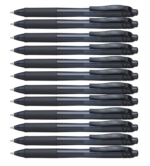 pentel-energel-roller-gel-r-tractable-1-mm-noir-lot-de-12 image 1