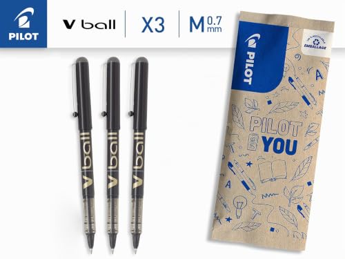 pilot-v-ball-07-lot-de-3-rollers-encre-liquide-noirs-pointe-conique-moyenne-0-5- image 8