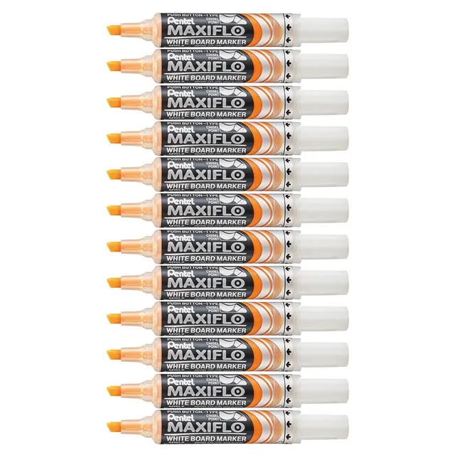 pentel-maxiflo-mwl6-lot-de-12-marqueurs-effa-ables-sec-pour-tableaux-blancs-poin image 1