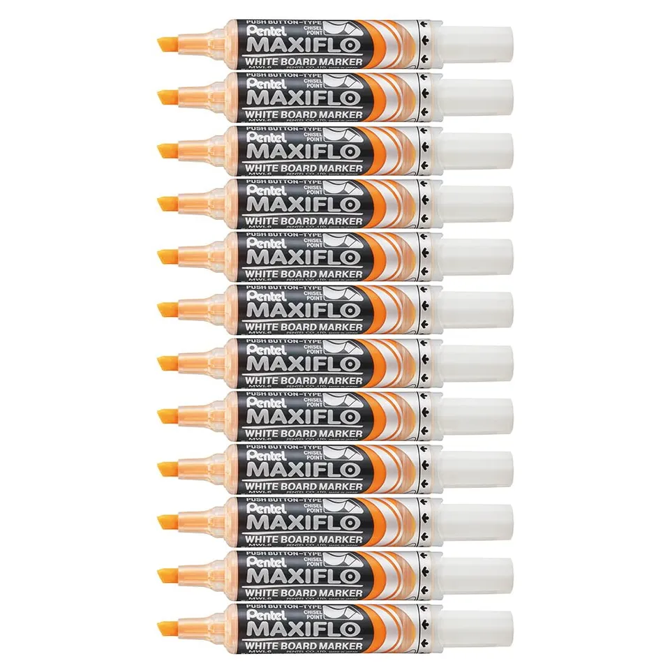 pentel-maxiflo-mwl6-lot-de-12-marqueurs-effa-ables-sec-pour-tableaux-blancs-poin image 1
