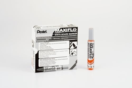 pentel-maxiflo-mwl5m-f-lot-de-12-marqueurs-tableau-blanc-orange-pointe-large-con image 6