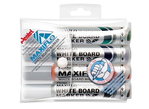 pentel-maxiflo-mwl5m-4-marqueur-tableau-blanc-pointe-ogive-large-pochette-4-coul image 5