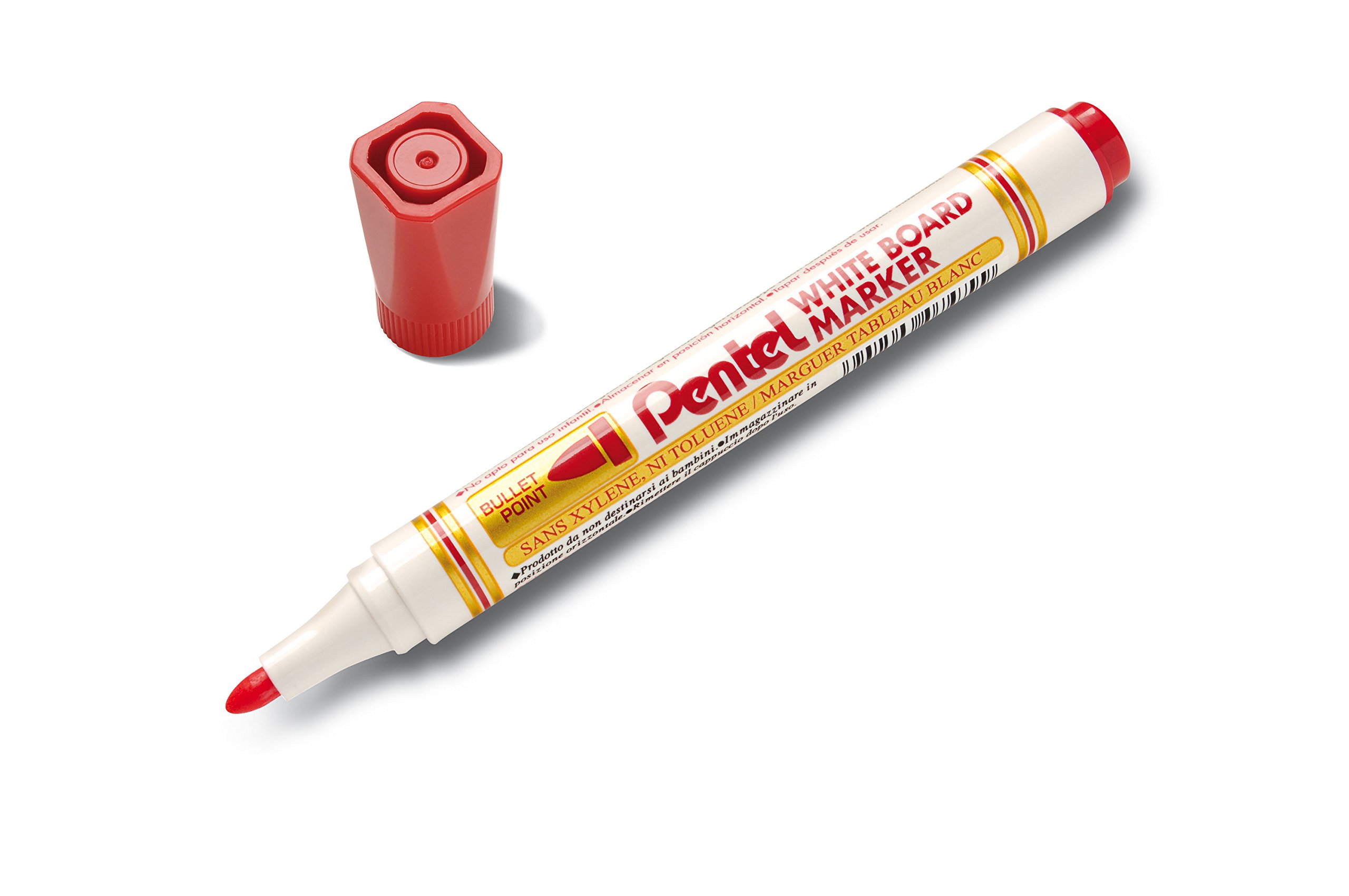 pentel-mw85-b-white-marker-lot-de-12-marqueurs-tableau-blanc-4-5-mm-rouge image 3