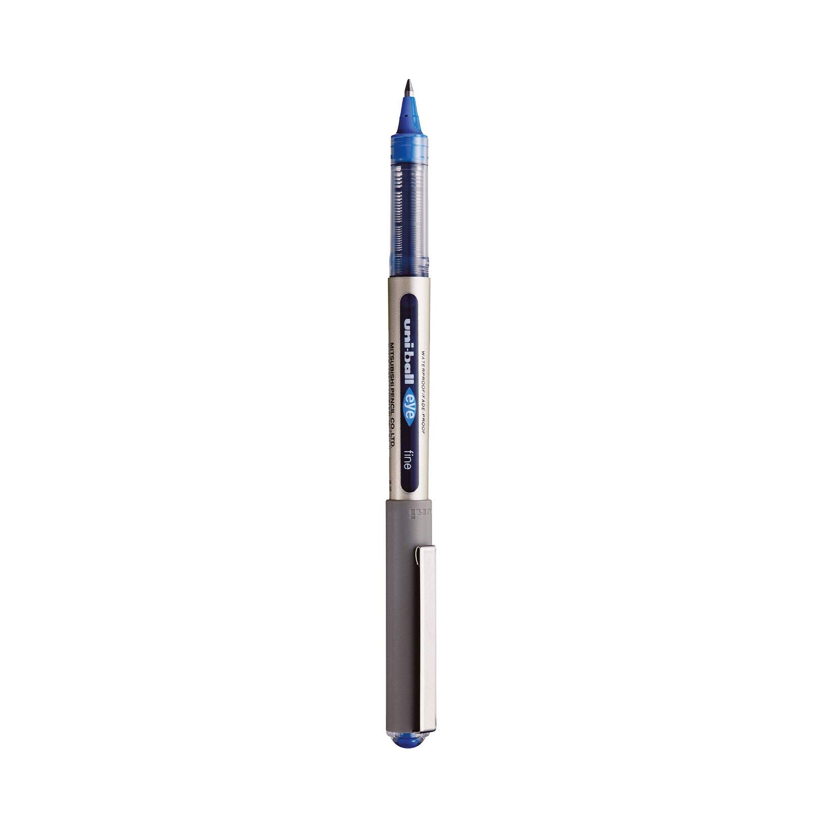 uni-ball-eye-fine-ub-157-stylo-roller-encre-liquide-bleue-lot-de-10-pointe-0-7-m image 2