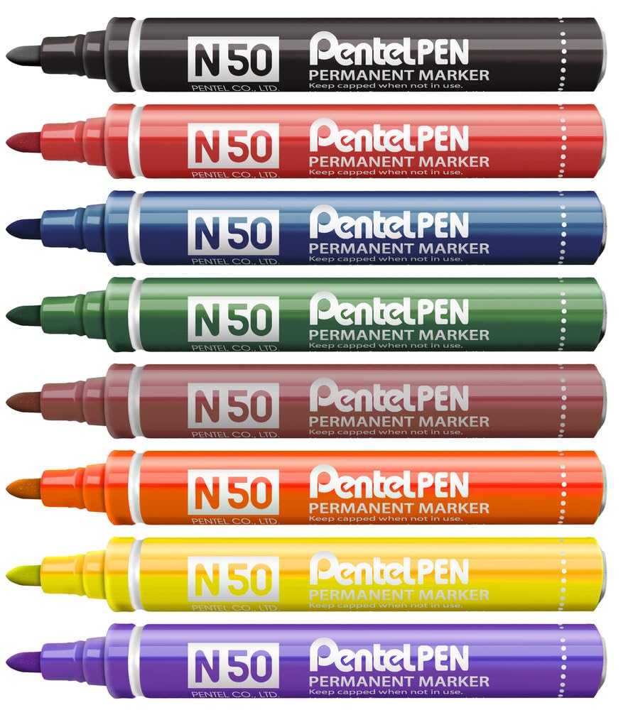 pentel-pen-n50-lot-de-12-marqueurs-permanents-pointe-moyenne-marron image 6