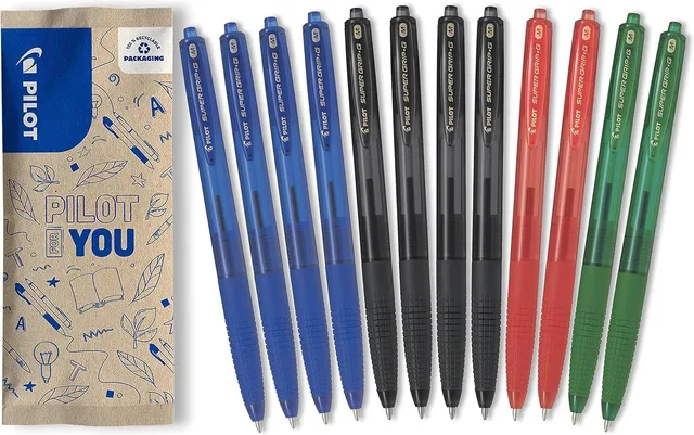pilot-super-grip-g-lot-de-12-stylos-bille-r-tractables-pointe-moyenne-1-mm-4-ble image 1