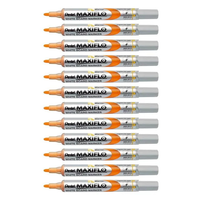 pentel-maxiflo-mwl5s-marqueur-tableau-blanc-jaune-lot-de-12-pointe-conique image 1
