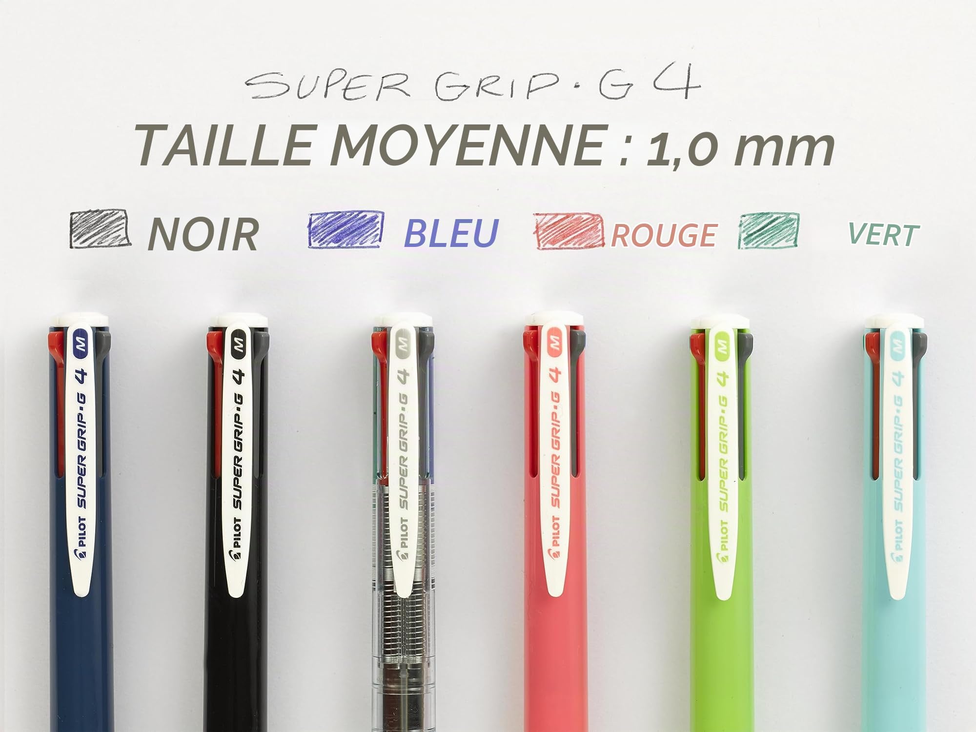 pilot-super-grip-g-4-couleurs-stylo-bille-r-tractable-pointe-moyenne-lot-de-2-bl image 2