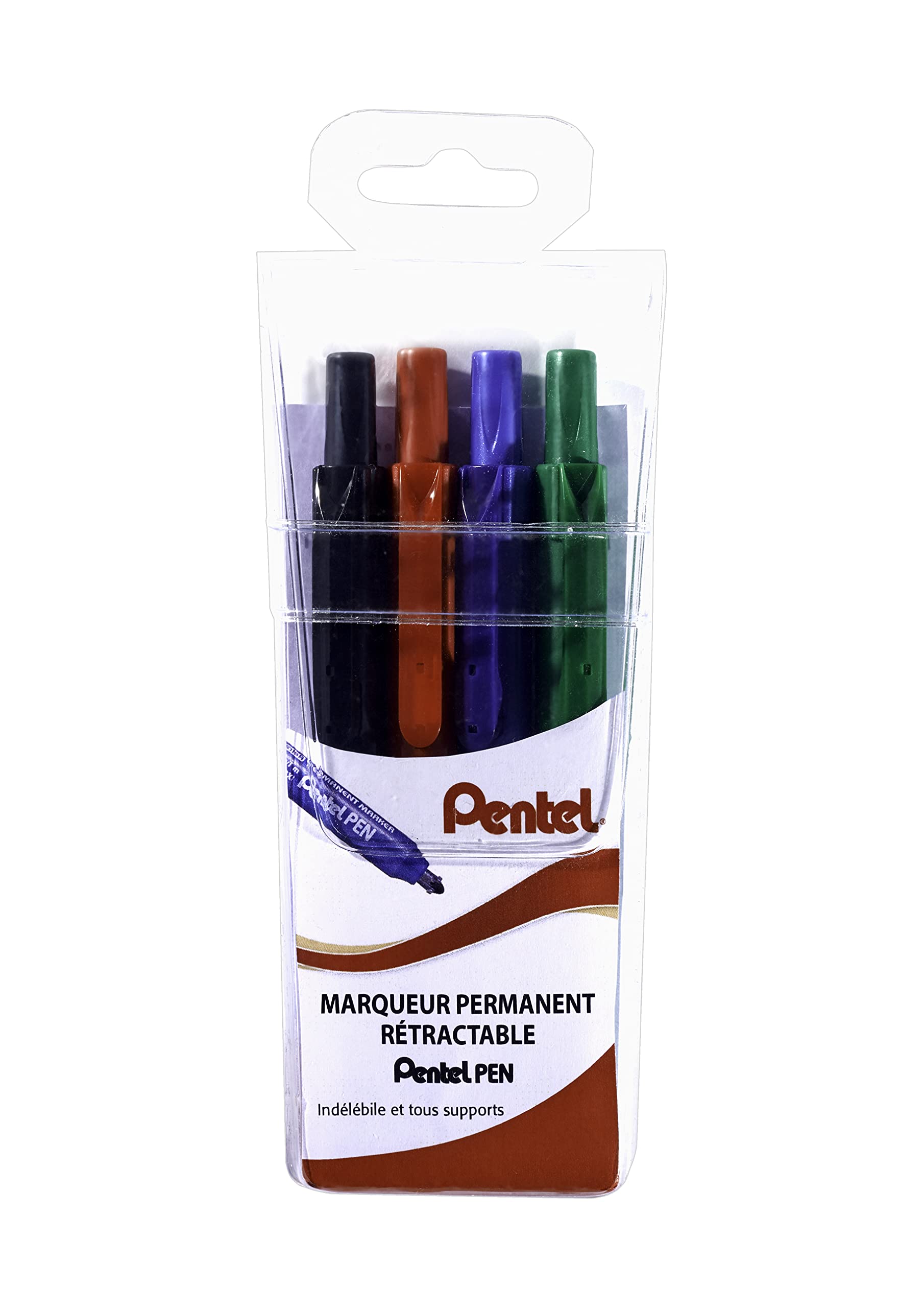 pentel-nxs15-pochette-de-4-marqueurs-permanents-noir-bleu-rouge-vert-pointe-coni image 1