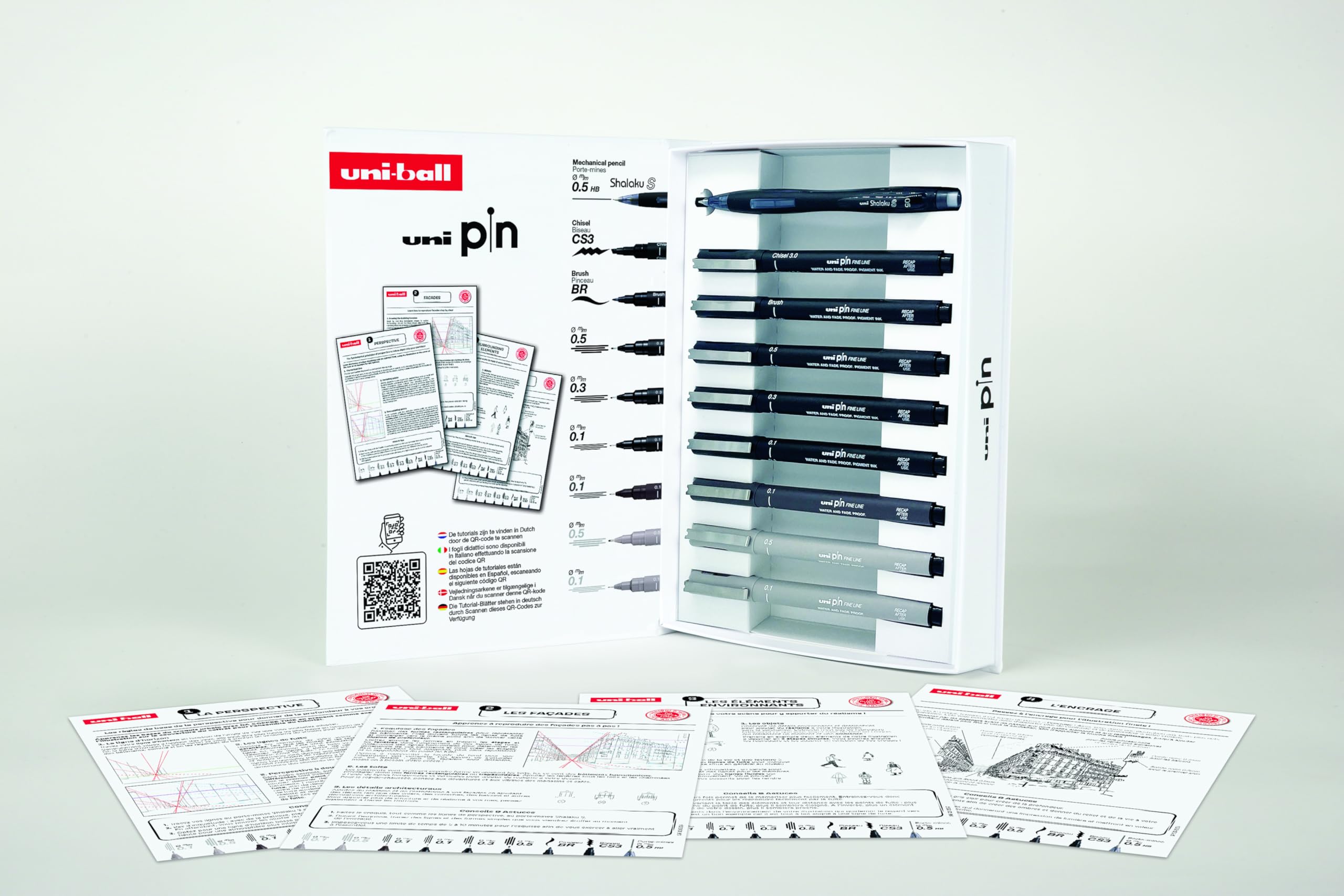 uni-ball-pin-urban-sketching-coffret-8-feutres-calibr-s-1-porte-mines-shalaku-s- image 2