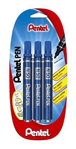 pentel-n50-marqueur-permanent-pointe-conique-bleu-lot-de-3 image 3